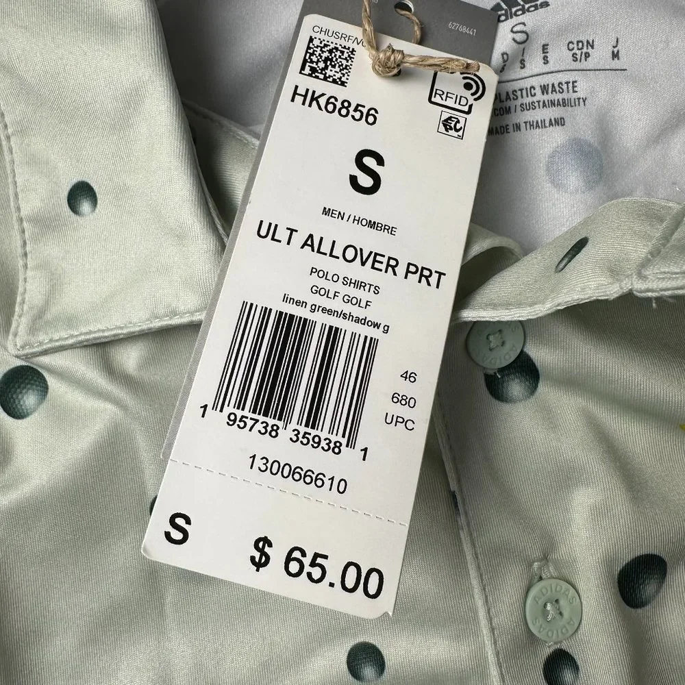 adidas Men's‎ Ultimate 365 Allover Graphic Print Golf Polo, Size S, Linen Green